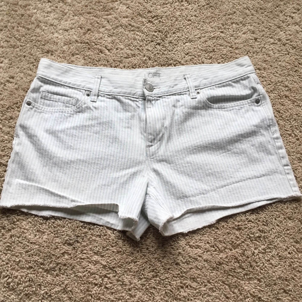 LOFT Striped Denim Shorts